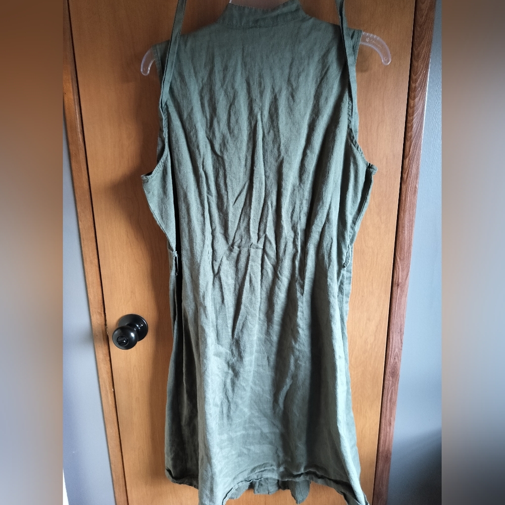 Bay Studio Khakis Green 100% Linen Dress XL - Picture 9 of 11